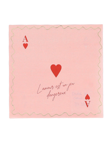 16 Serviettes en papier Dame de cœur 33 x 33 cm