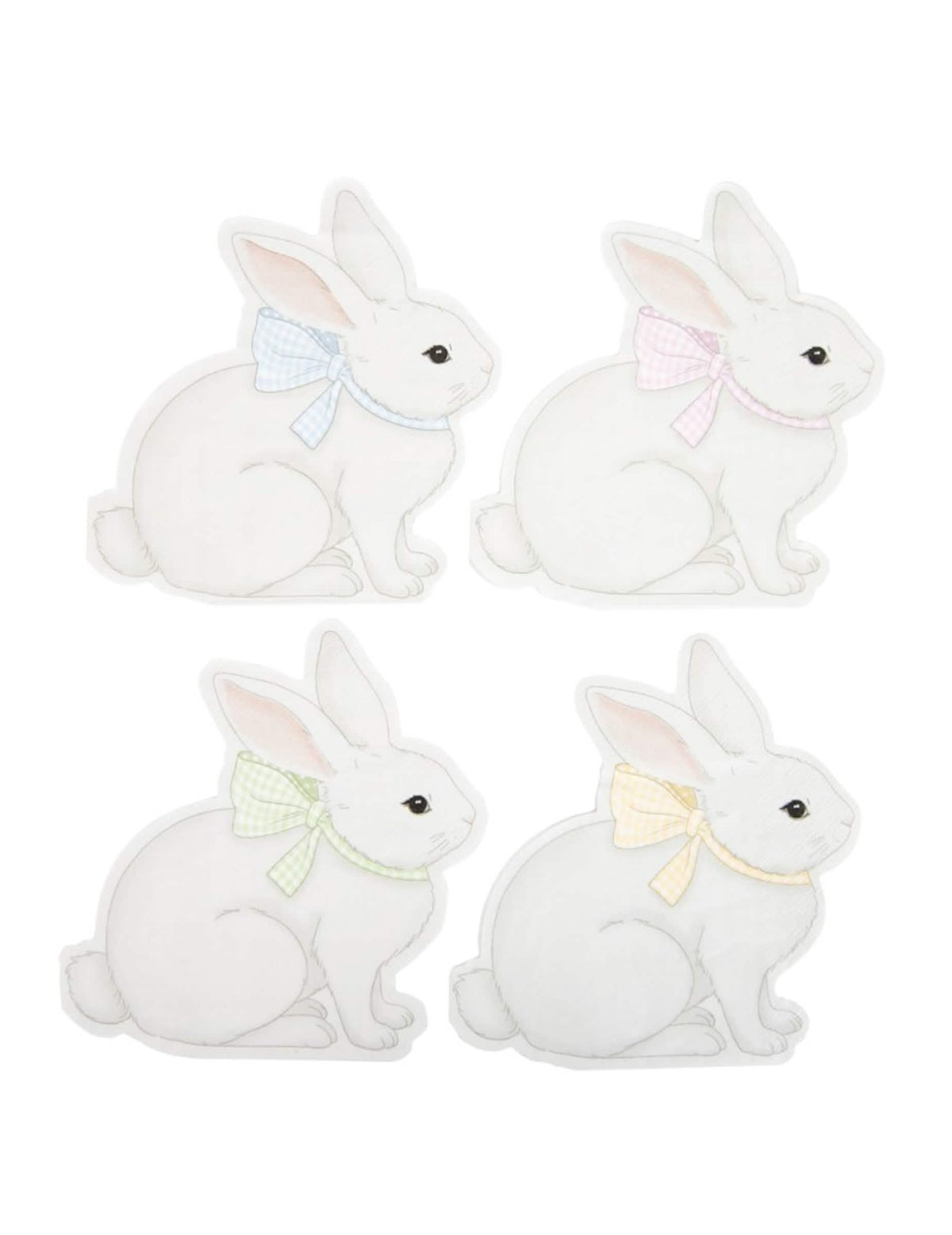 Serviettes en papier Mon Lapin blanches avec nœuds vichy multicolores