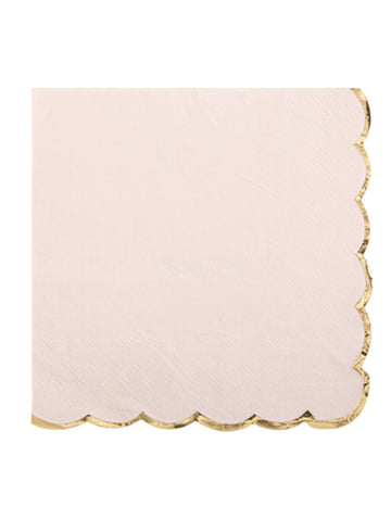 16 puderasto ružičastih salveta sa zlatnim nazubljenim rubovima, 33 x 33 cm papir