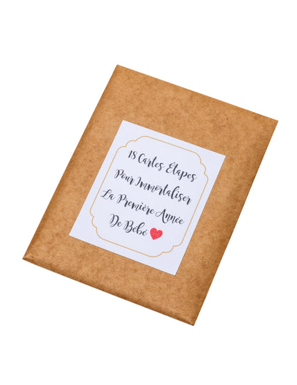 18 pozlaćenih kartica za prekretnice prve godine, 14 x 19 cm za bebu