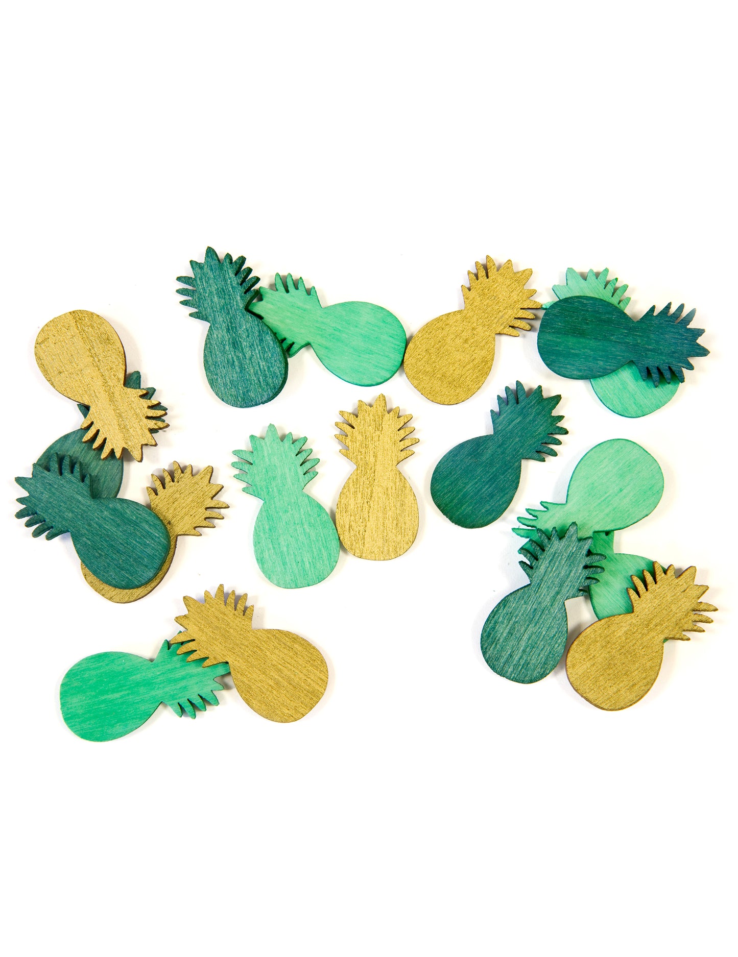 18 zlatnih i zelenih konfeta za stol s motivom ananasa, 10 g, tropska tema