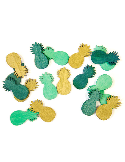 18 zlatnih i zelenih konfeta za stol s motivom ananasa, 10 g, tropska tema