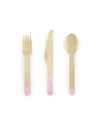 Couverts en bois naturels rose pâle