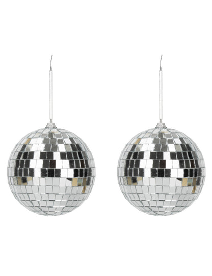 2 srebrne disko kugle 10 cm