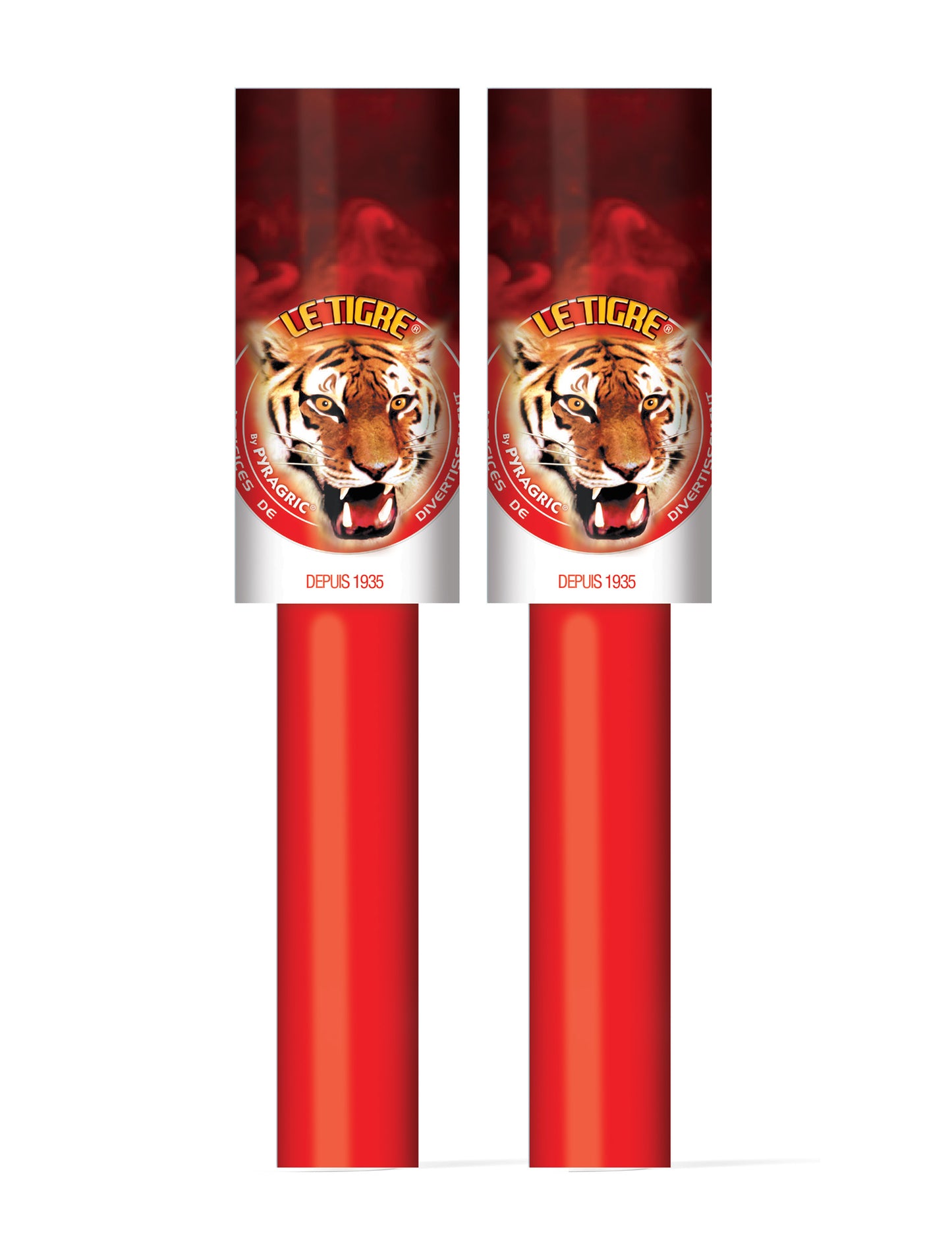 Détail du packaging des 2 fumigènes à main 45 secondes pour supporter rouges