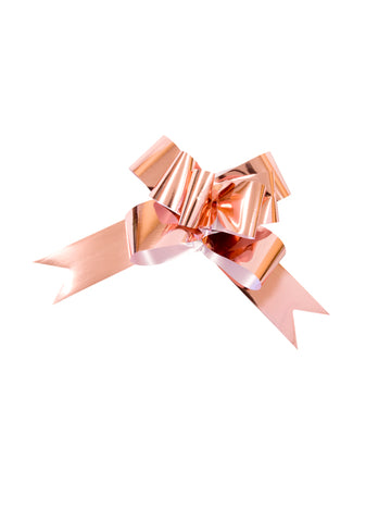 2 metalik ružičasto-zlatna čvora za zatezanje 15 cm za darove