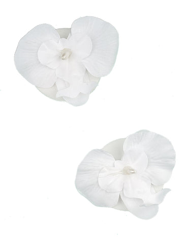 2 bijele plutajuće orhideje 6 x 8 cm s bisernom sredinom 