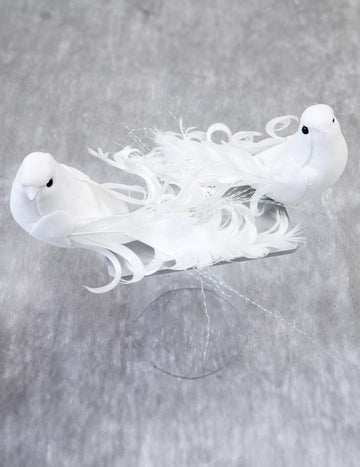 2 mala bijela ukrasna ptiča 13 cm od perja 