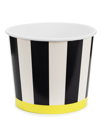 2 crno-bijele prugaste kartonske posudice za grickalice 14 cm