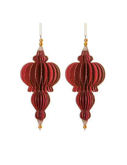 2 Crvene origami suspenzije 13 cm