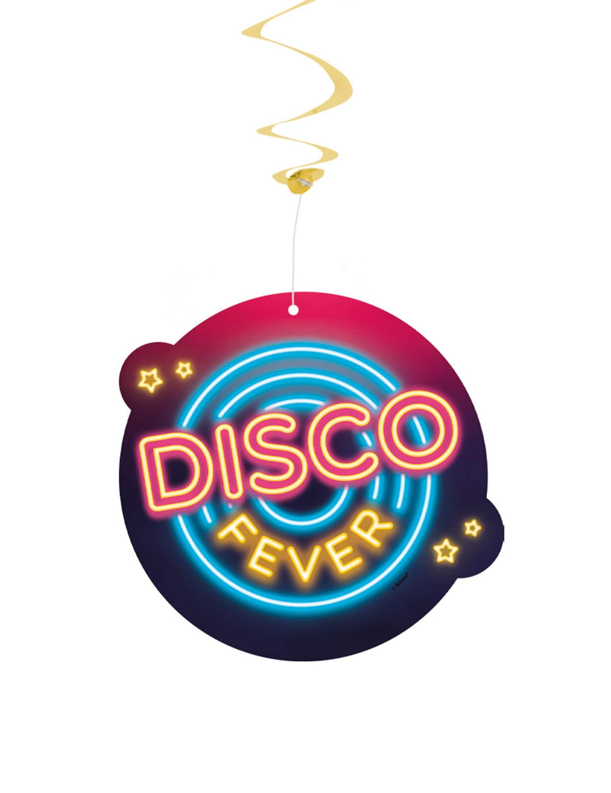 Detalj neonskog medaljona visećih spirala disko fever