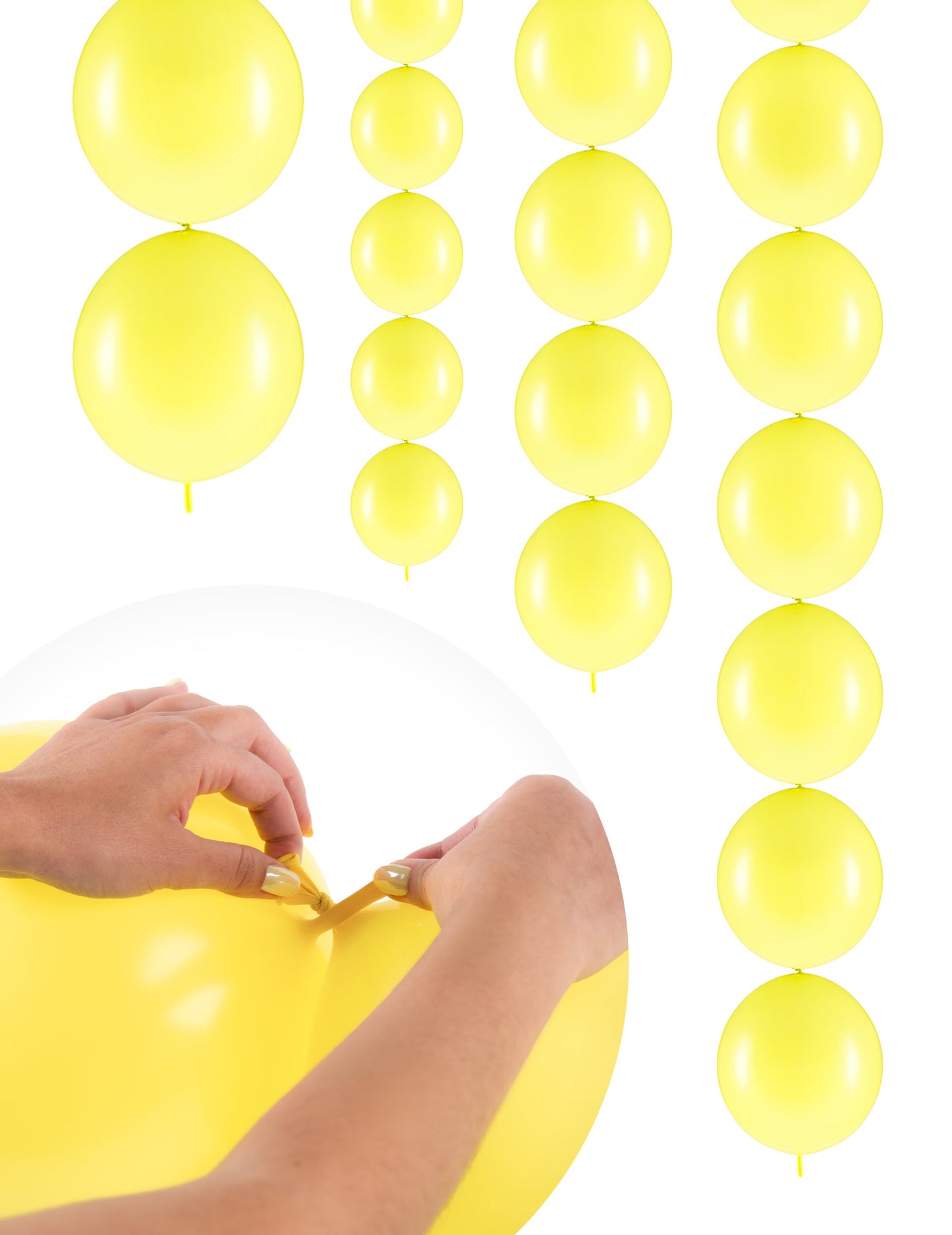 Ballons à relier pour fête jaune pastel