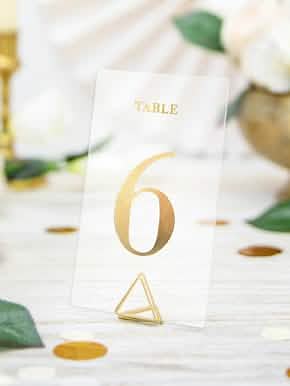 Oznaka za stol prozirna zlatna slova za zlatno vjenčanje