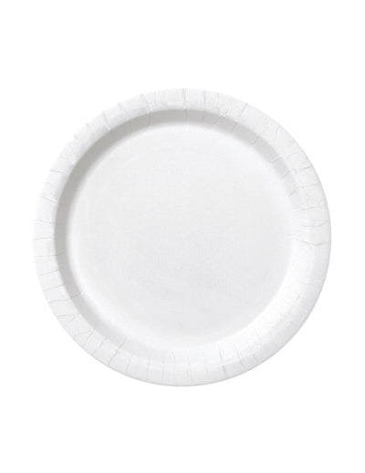 Assiettes rondes en carton pour dessert blanches
