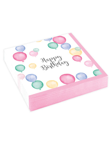 20 malih papirnatih salveta, sretan rođendan, pastelni baloni, 25 x 25 cm za zabavu
