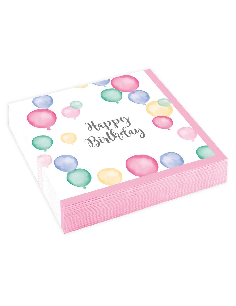 papirnati ubrusi Happy Birthday baloni pastel za zabavu bijeli i ružičasti s akvarelnim uzorkom