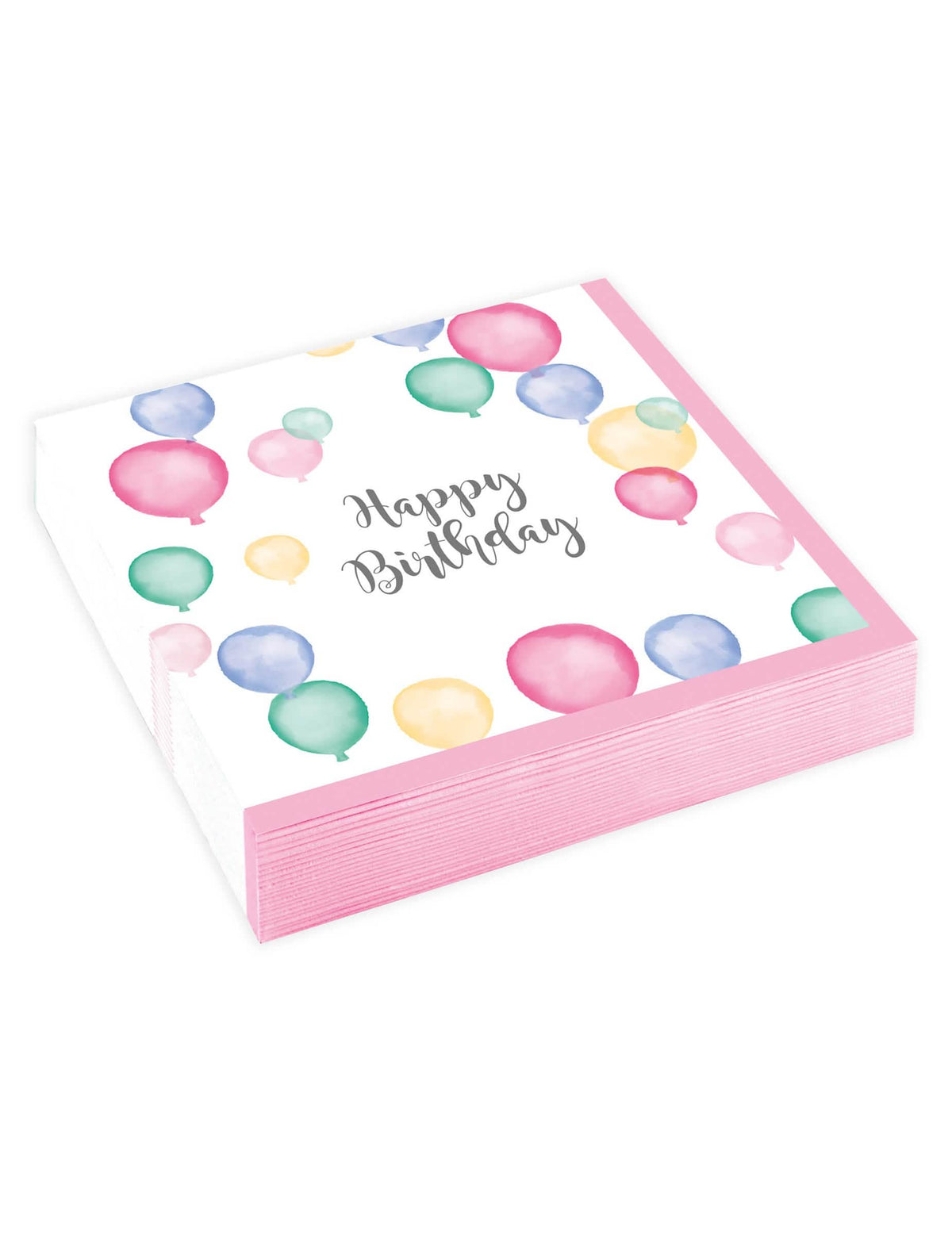 papirnati ubrusi Happy Birthday baloni pastel za zabavu bijeli i ružičasti s akvarelnim uzorkom