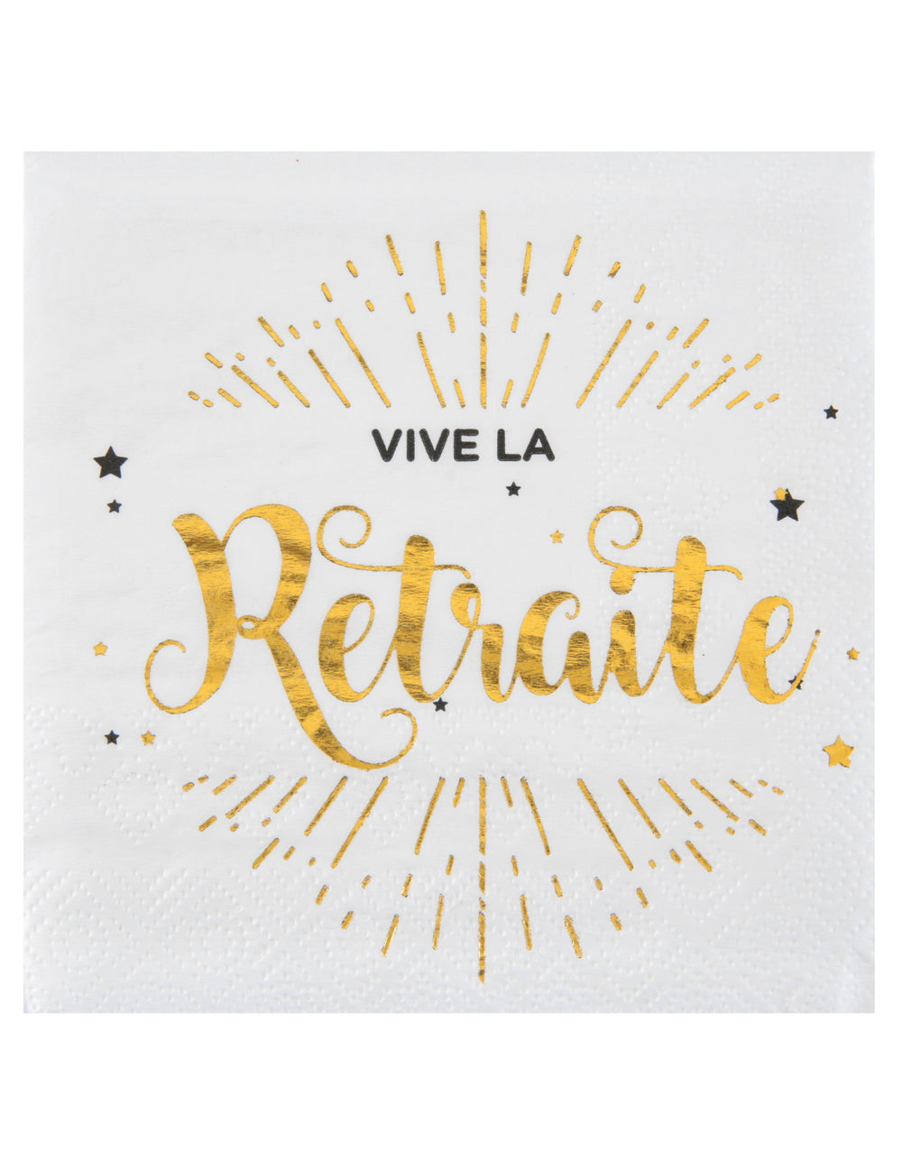 Serviettes en papier vive la retraite pour décoration blanc et doré