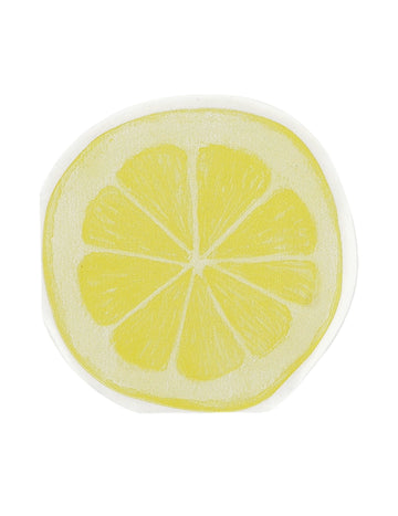 20 koktel salveta s uzorkom kriške limuna, žuti i bijeli papir, 24x24 cm, osvježavajući dizajn