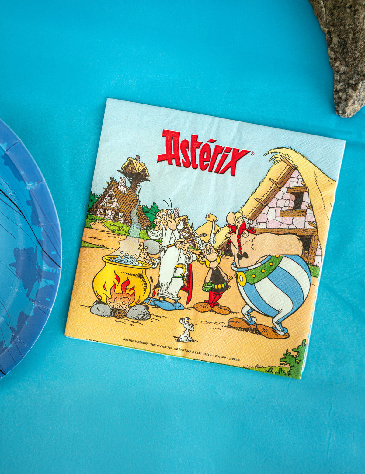 Gros plan sur l'illustration des serviettes en papier Astérix