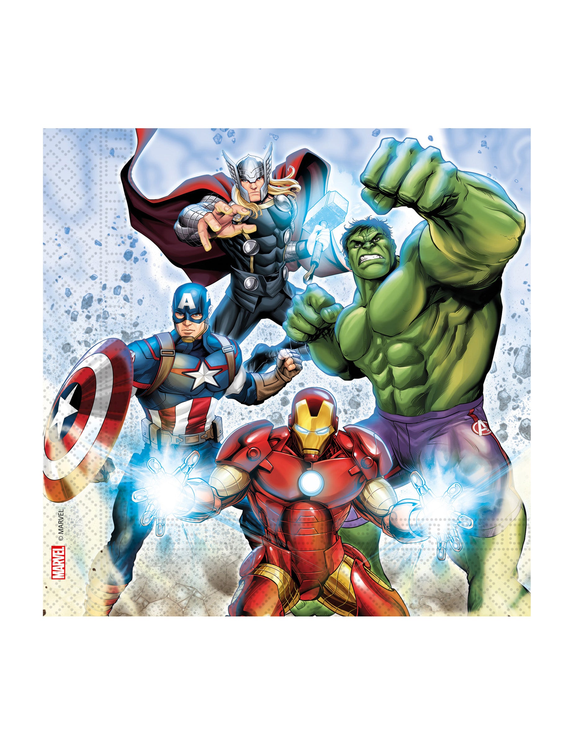 Serviettes en papier Avengers multicolore avec Iron Man Captain America Hulk et Thor