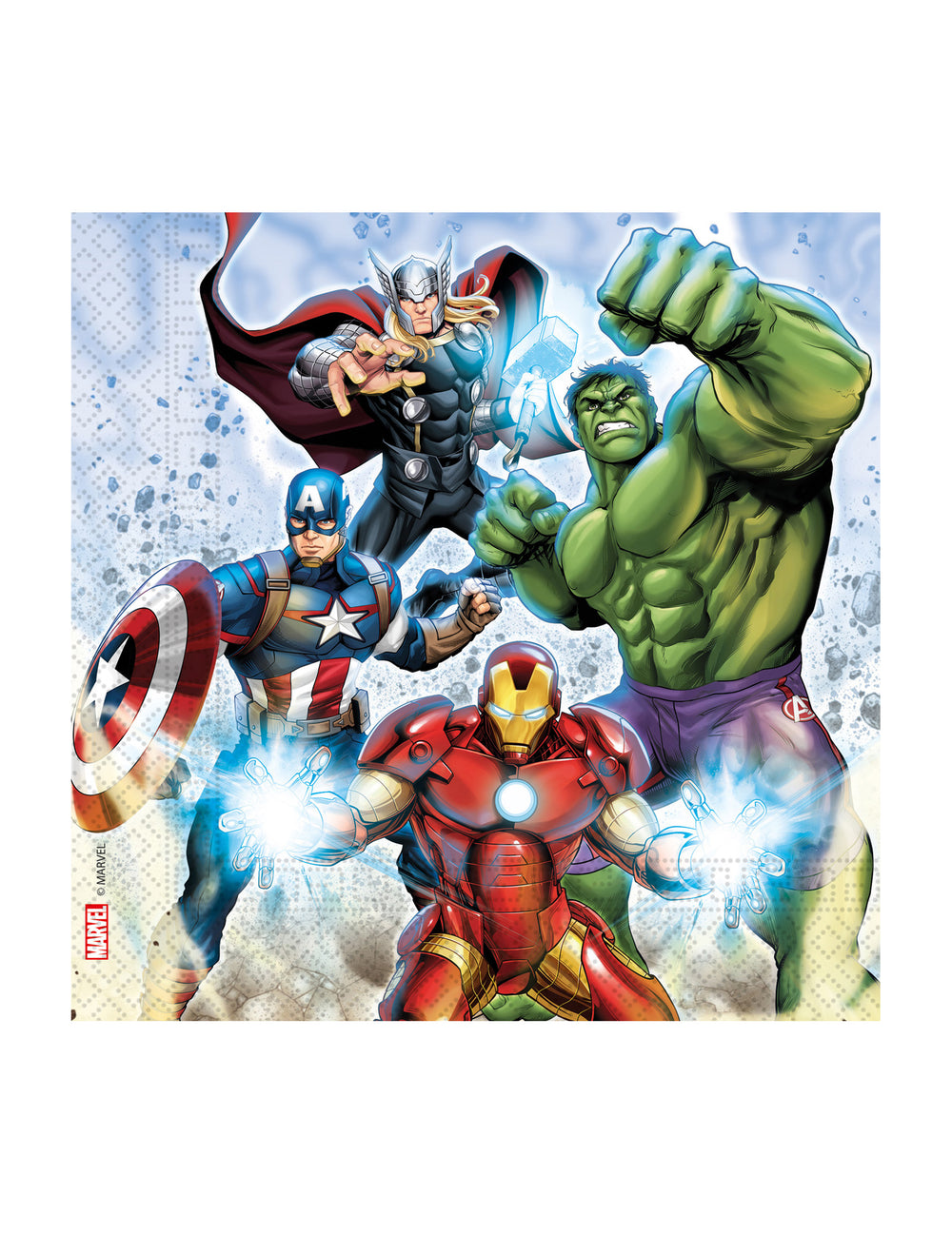 Serviettes en papier Avengers multicolore avec Iron Man Captain America Hulk et Thor