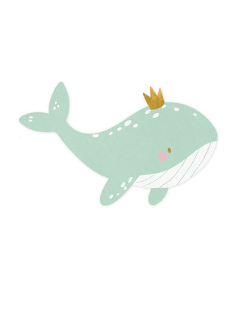 20 papirnatih salveta s motivom nebesko plavog kita i zlatnom krunom