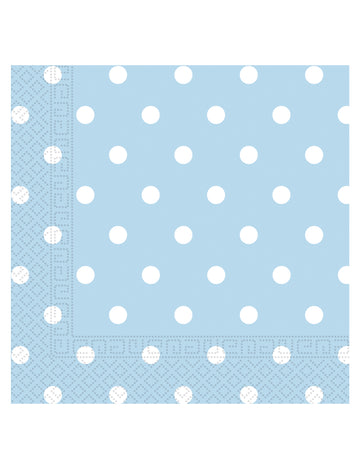 20 nebeskoplavih papirnatih salveta s bijelim točkicama, 33 x 33 cm