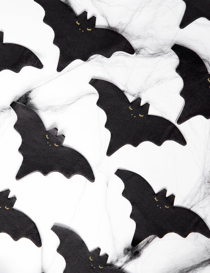 Vue d'ensemble de plusieurs serviettes en papier chauve-souris pour Halloween
