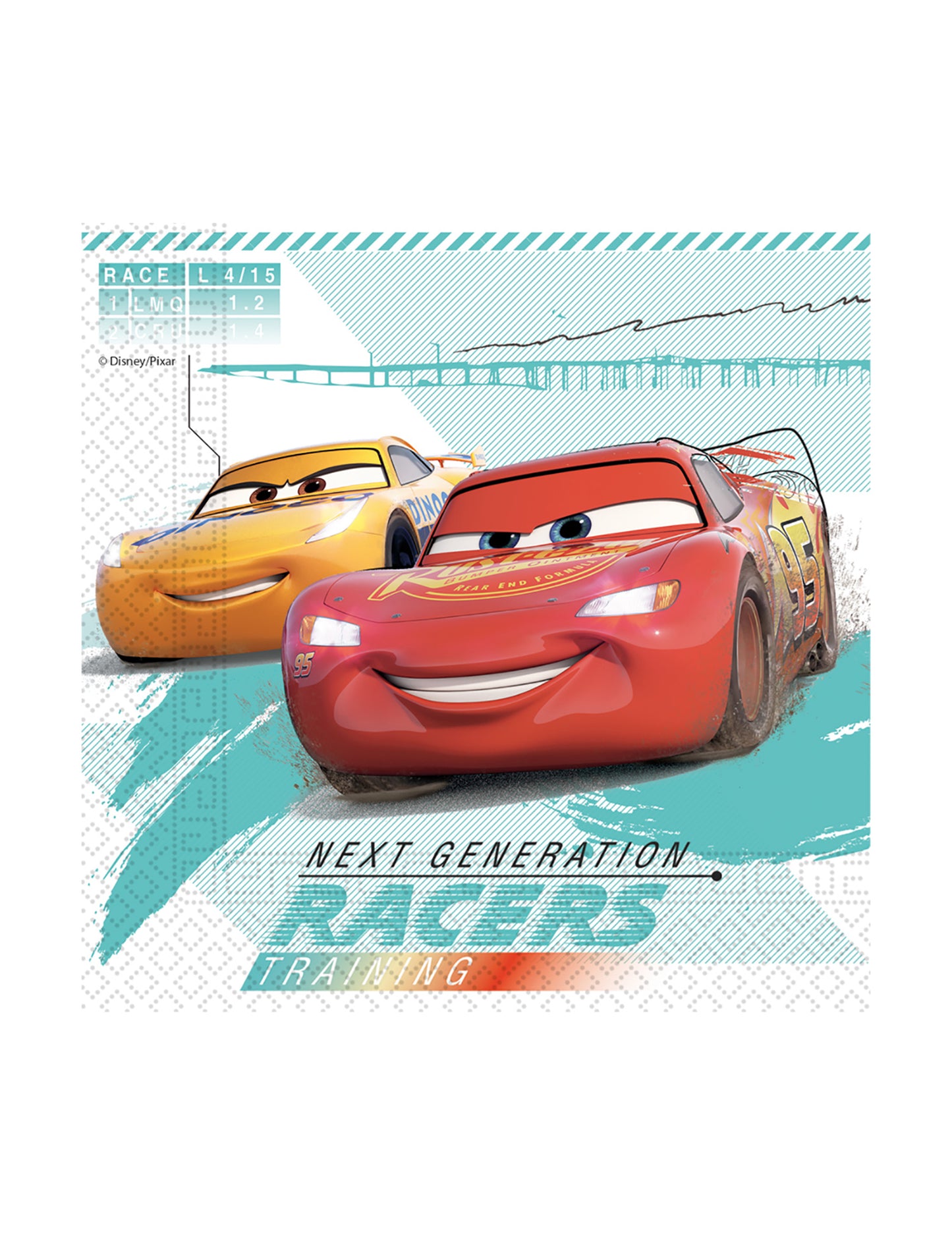 20 kompostabilnih papirnatih salveta Cars 3™ 33 x 33 cm 