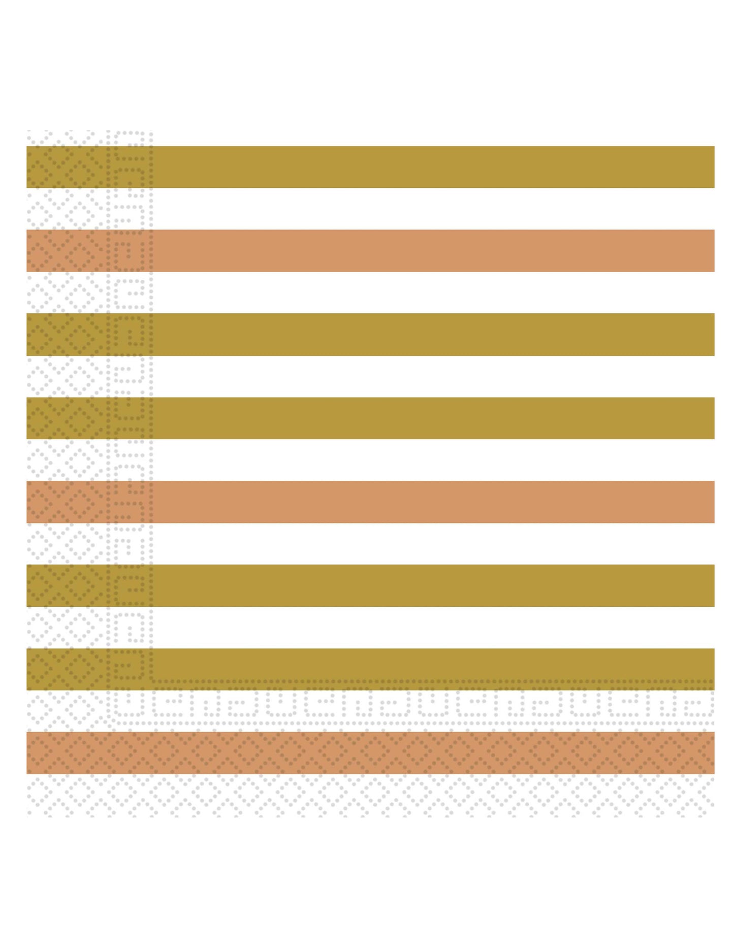 Serviettes en papier à rayures dorées, rose gold et cuivrées