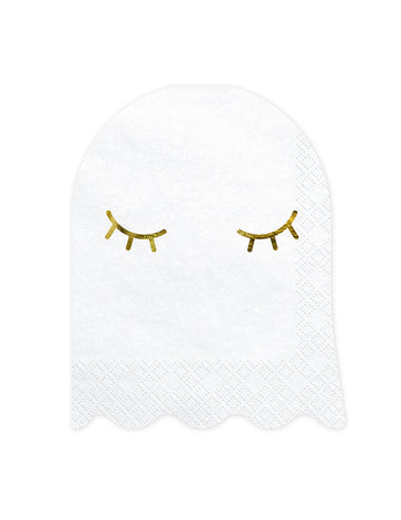 20 bijelo-zlatnih papirnatih salveta s uzorkom duhova 11 x 14 cm za Noć vještica