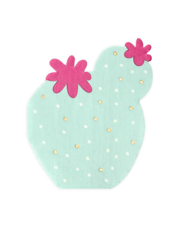 20 papirnatih salveta u obliku kaktusa u boji mente i fuksije