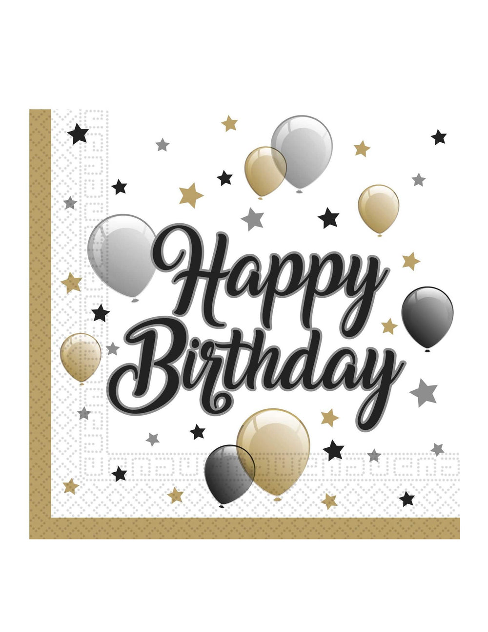 papirnati ubrusi Happy Birthday za rođendan zlatna crna srebrna