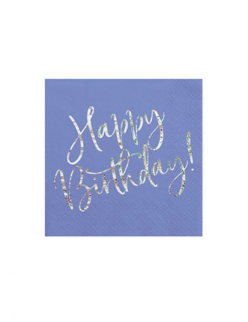 20 prelijevajućih plavih papirnatih salveta "Sretan rođendan", 33 x 33 cm cm lavanda plava