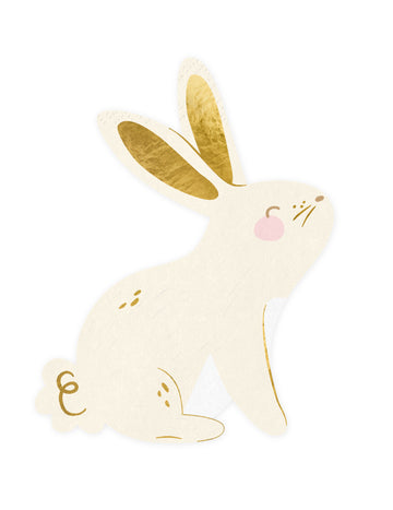 20 bijelo-zlatnih papirnatih salveta s uzorkom zeca, 25 x 32 cm cm oblik zeca