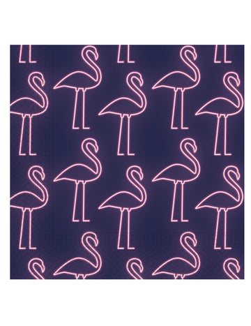 20 neonskih papirnatih salveta 33 x 33 cm ružičasti flamingosi