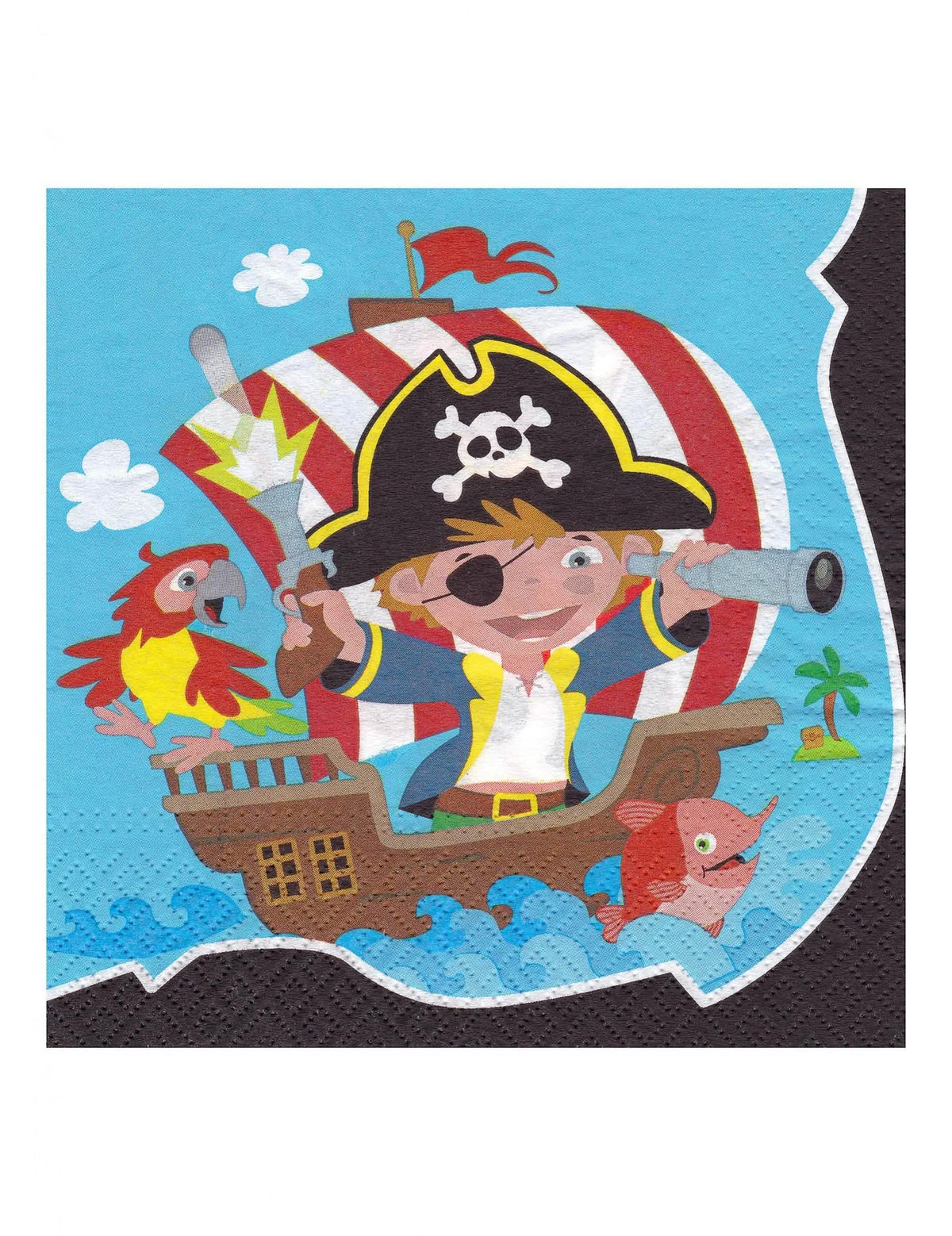 papirnati ubrusi pirati za rođendan dijete plave s ilustracijom broda i papige