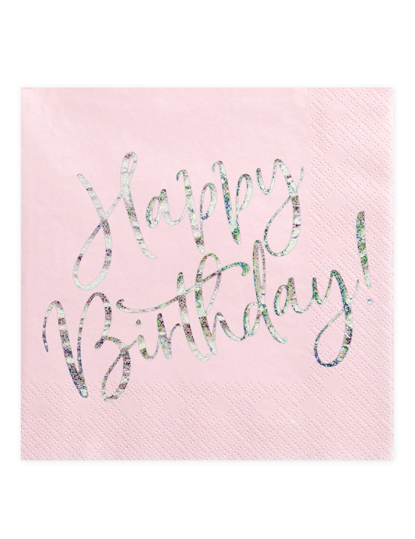 20 serviettes en papier roses happy birthday iridescent 33 x 33 cm pour fête