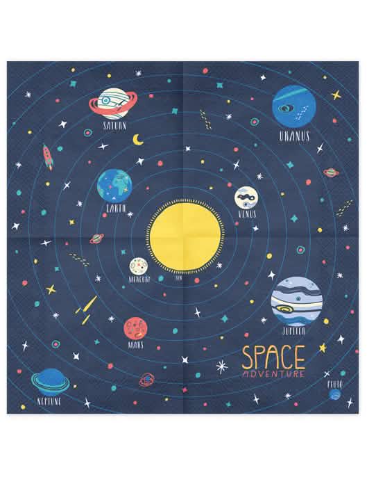 Detalj uzorka svemirskog sustava papirnatih ubrusa Space Adventure