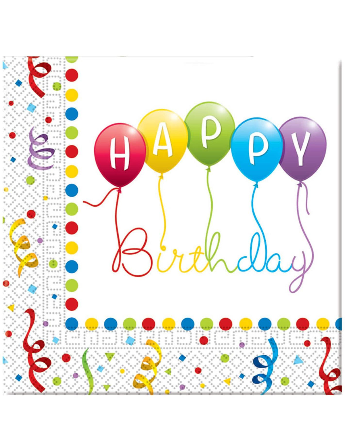 papirnati ubrusi Happy Birthday za svečanu dekoraciju u više boja s balonima i serpentinama