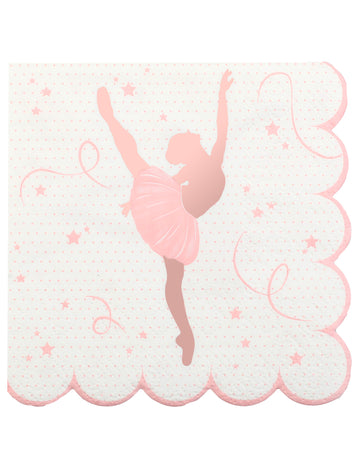 20 papirnatih salveta s motivom balerine, 25 x 25 cm cm ružičasto zlato nazubljeno