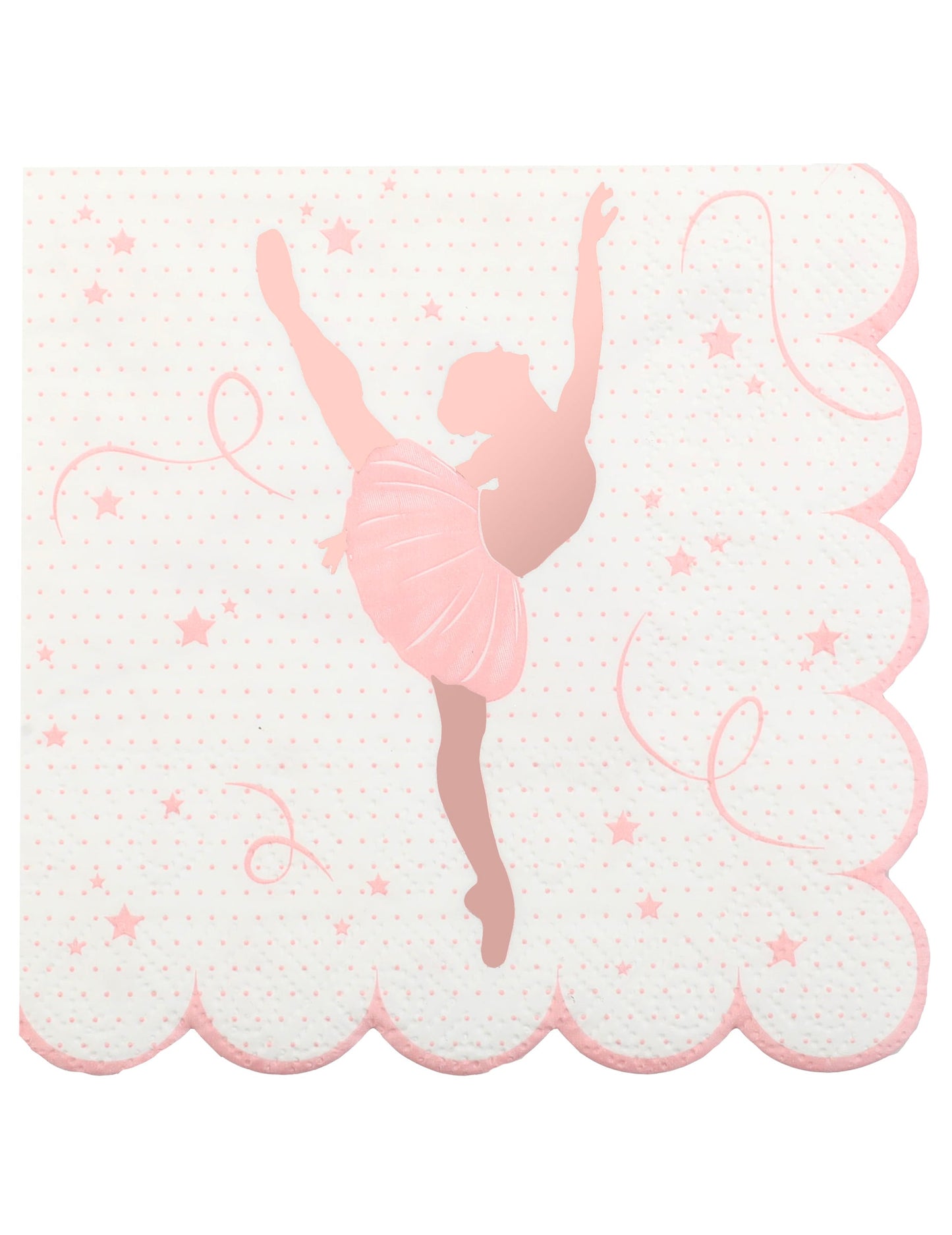 Serviettes en papier ballerine rose gold festonnées