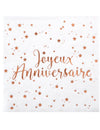 Serviettes en papier Joyeux Anniversaire pour fête rose gold à motifs étoiles roses