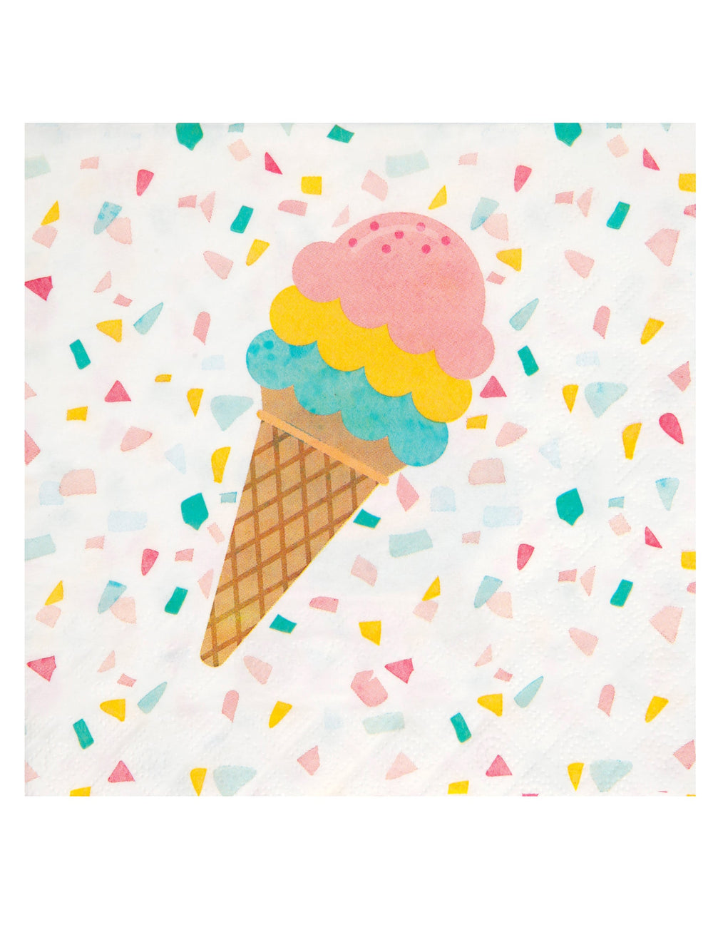 Serviettes papier summer smoothie glace gourmande multicolore à motif cornet de glace