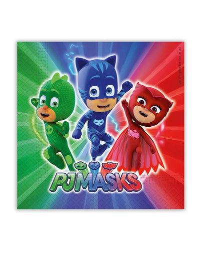 Serviettes Pyjamasques pour enfant multicolores avec Yoyo Bibou et Gluglu