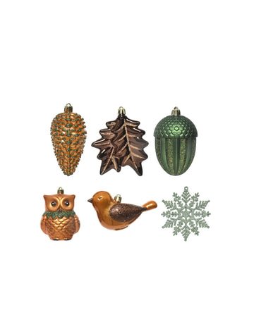 20 prirodnih ukrasa za božićno drvce 10 cm, životinje i pahulje snijega