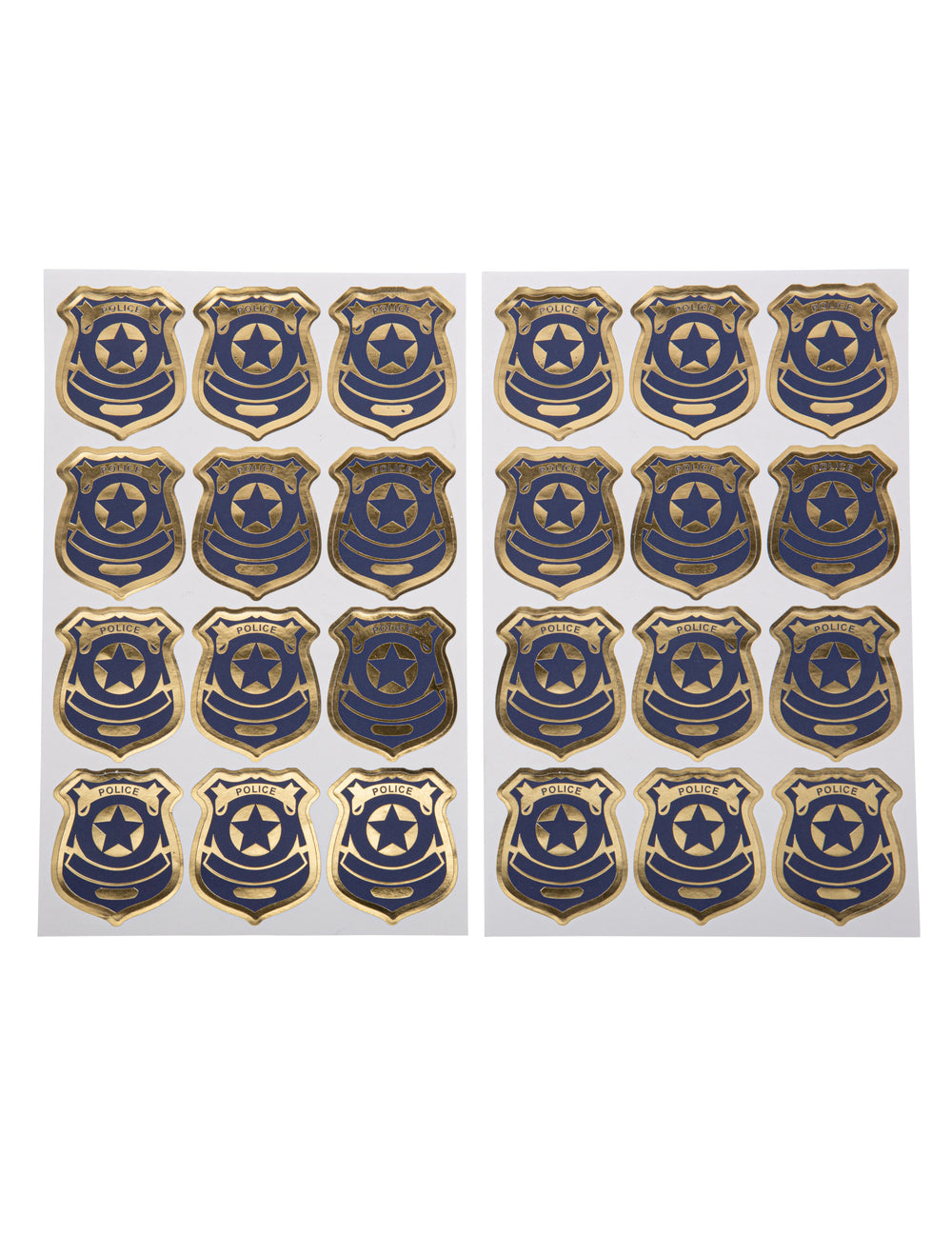 24 Stickers badge de police pour enfant marine et or