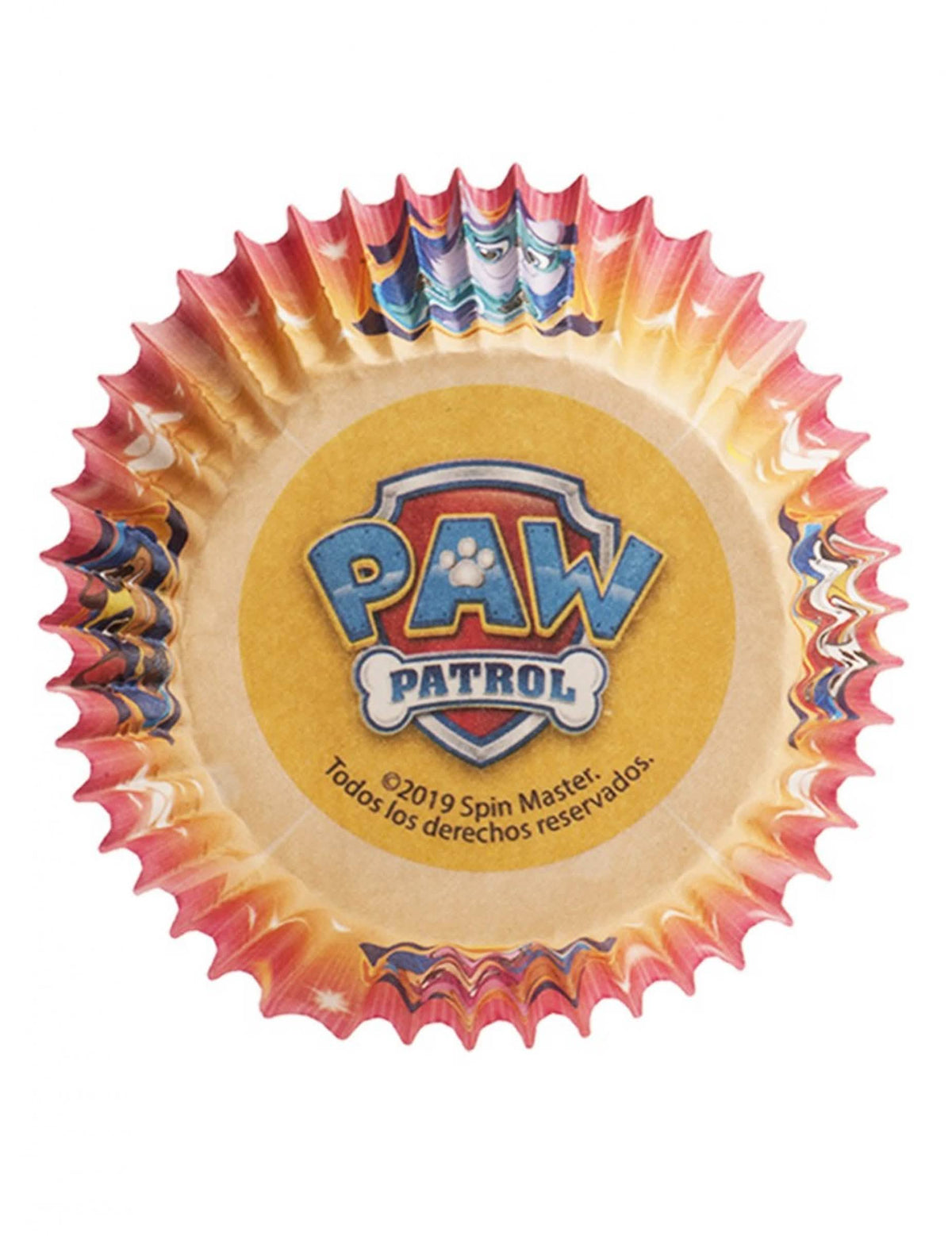 Pogled odozdo na papirnate kalupe za cupcakes Pat Patrouille