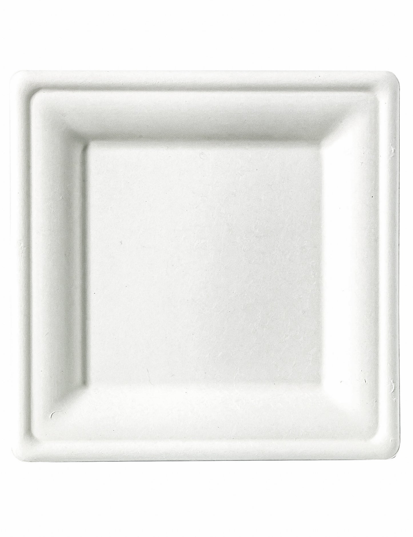 Petites assiettes carrées fibre de canne blanches compostables